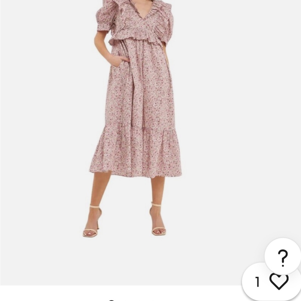 English Factory Pink Floral Midi Dress